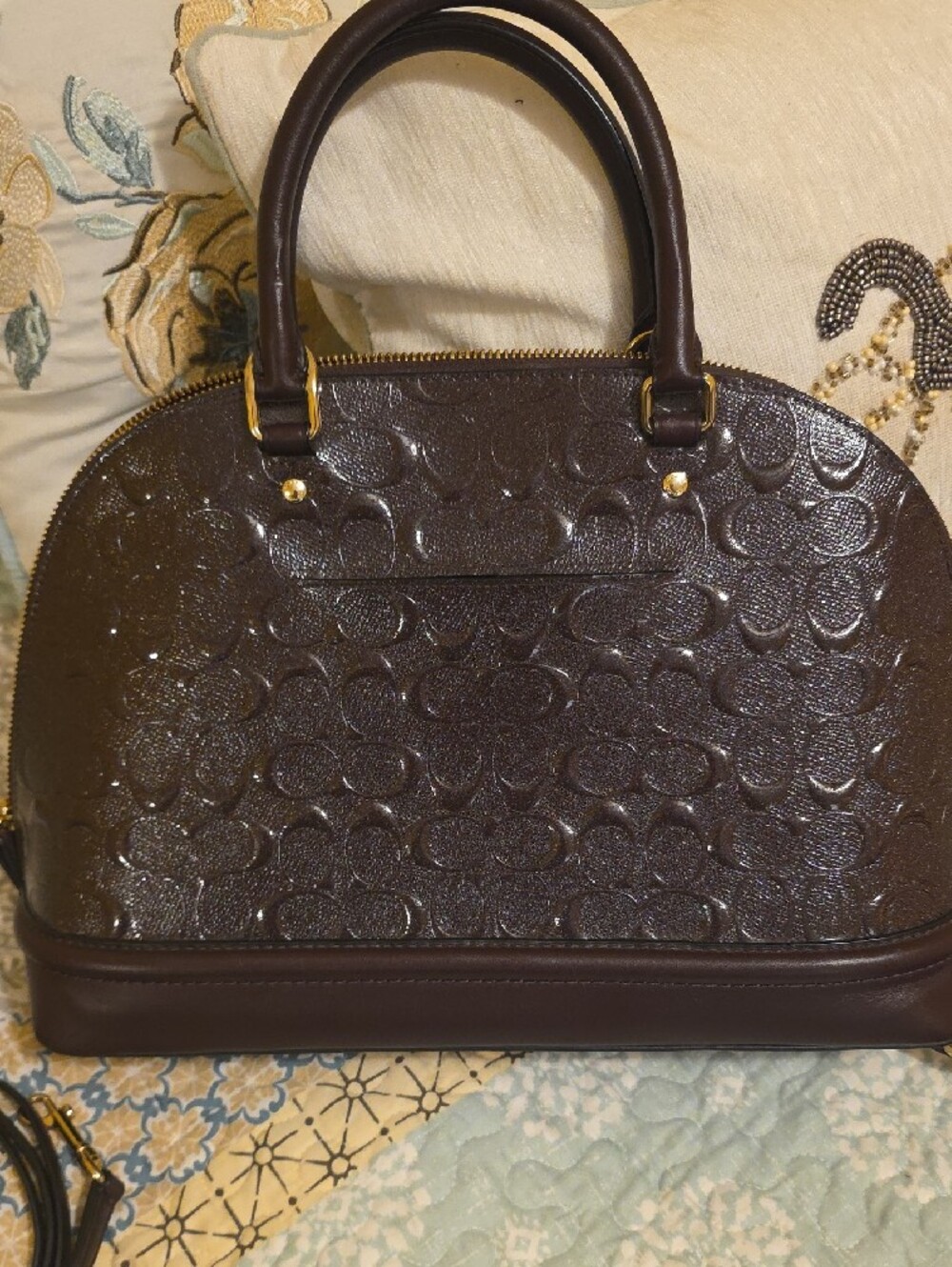 Coach Signature Embossed Dome Satchel with Matching Wallet - Picture 2 of 6